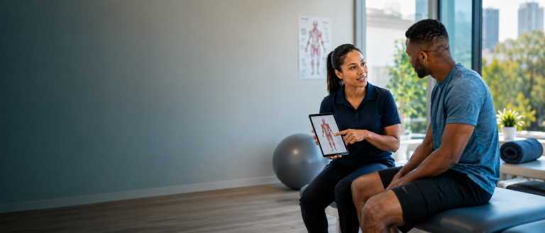 Physiotherapy consultation explaining what to expect at a first appointment