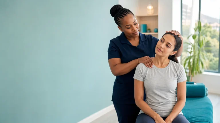 Physiotherapist guiding a patient through an individual treatment session